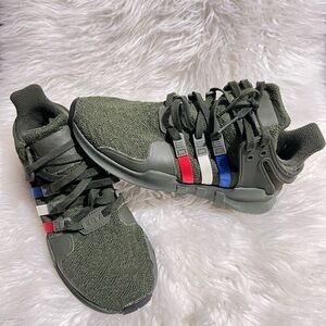 Adidas Men's Green Sneakers with Red and Blue Accents